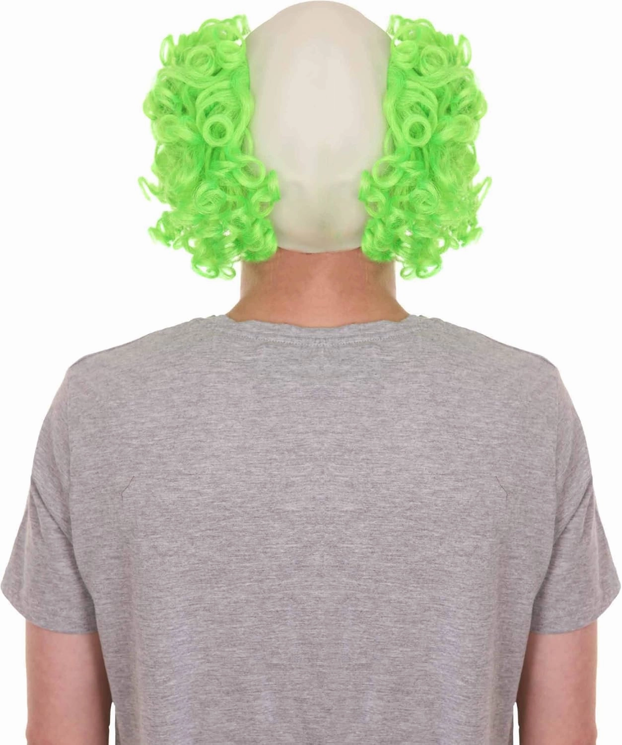 Bald Clown Curly Halloween Wig, Multiple Color Options (White, Purple, Green, Yellow, Pink, Blue) One Size