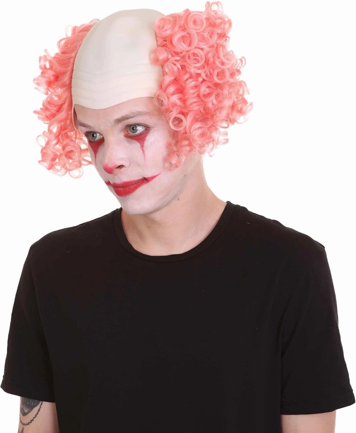 Bald Clown Curly Halloween Wig, Multiple Color Options (White, Purple, Green, Yellow, Pink, Blue) One Size