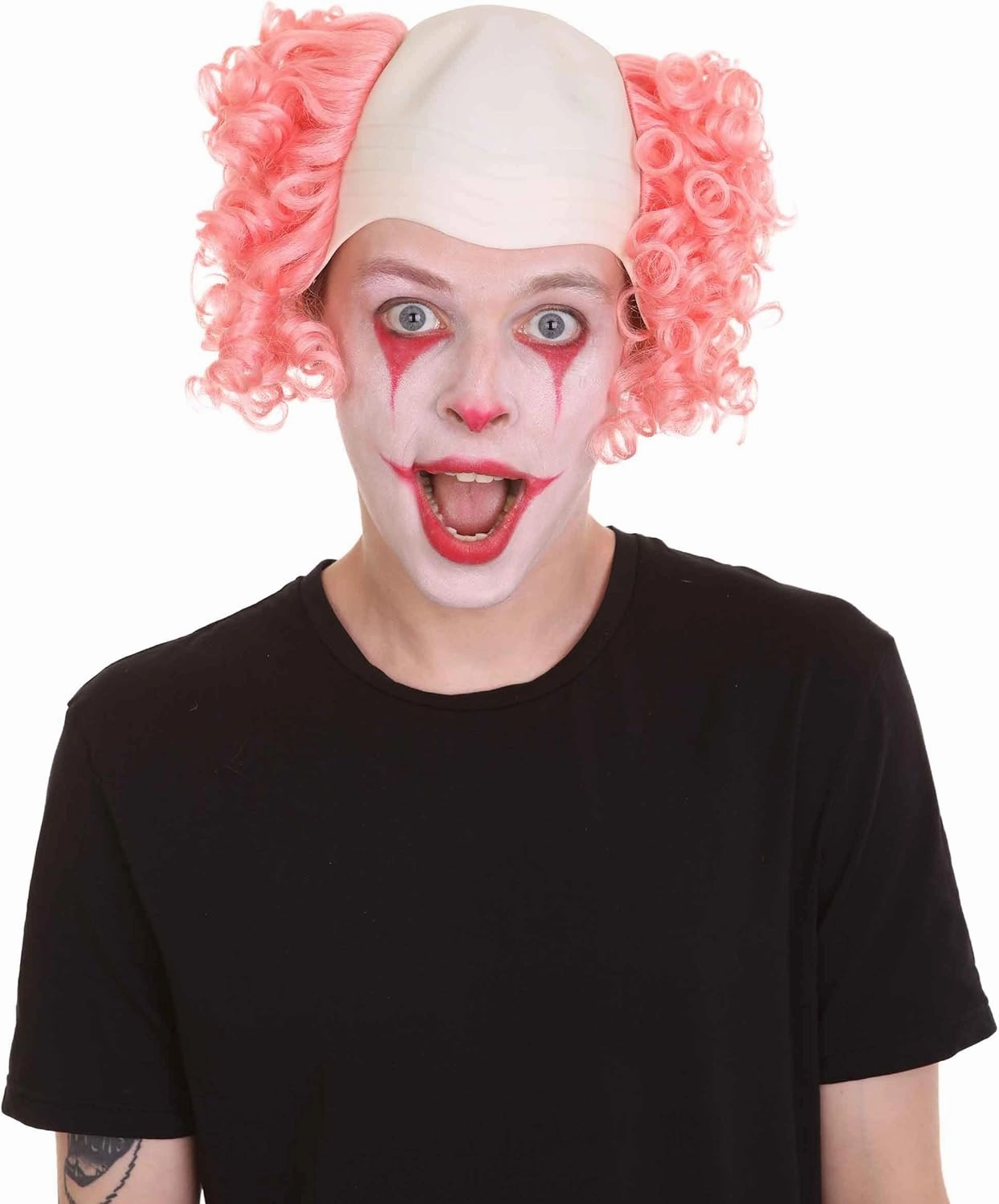 Bald Clown Curly Halloween Wig, Multiple Color Options (White, Purple, Green, Yellow, Pink, Blue) One Size