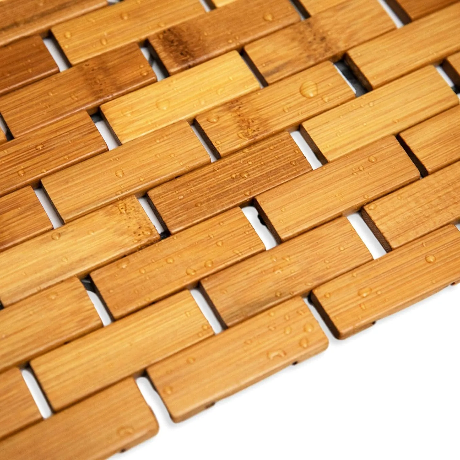 Bamboo Bath Mat for Bathroom - Large, 34 x 18 x 0.4 Inches [LxWxH] Foldable Wood Bathmat, Accessories and Decor for Bathroom Sauna Spa Tub and Door Area - Underlay for Rugs