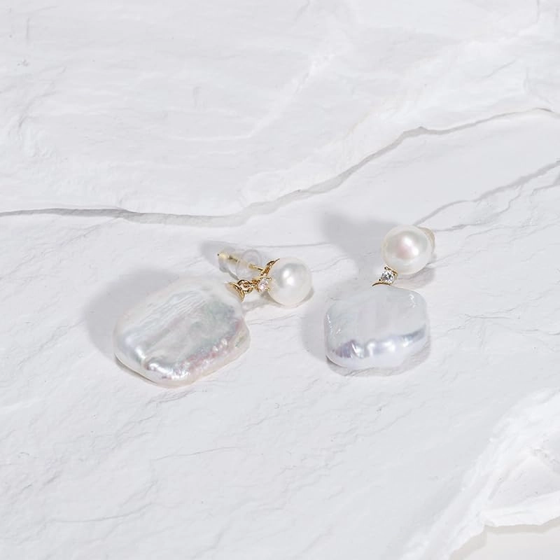 Baroque Freshwater Pearl Sterling Silver Drop/Stud Earrings for Women's Birthday Gift