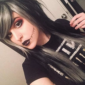 Baruisi Long Black Grey Wig Silky Straight Synthetic Heat Resistant Side Bangs Halloween Costume Hair Wigs for Women