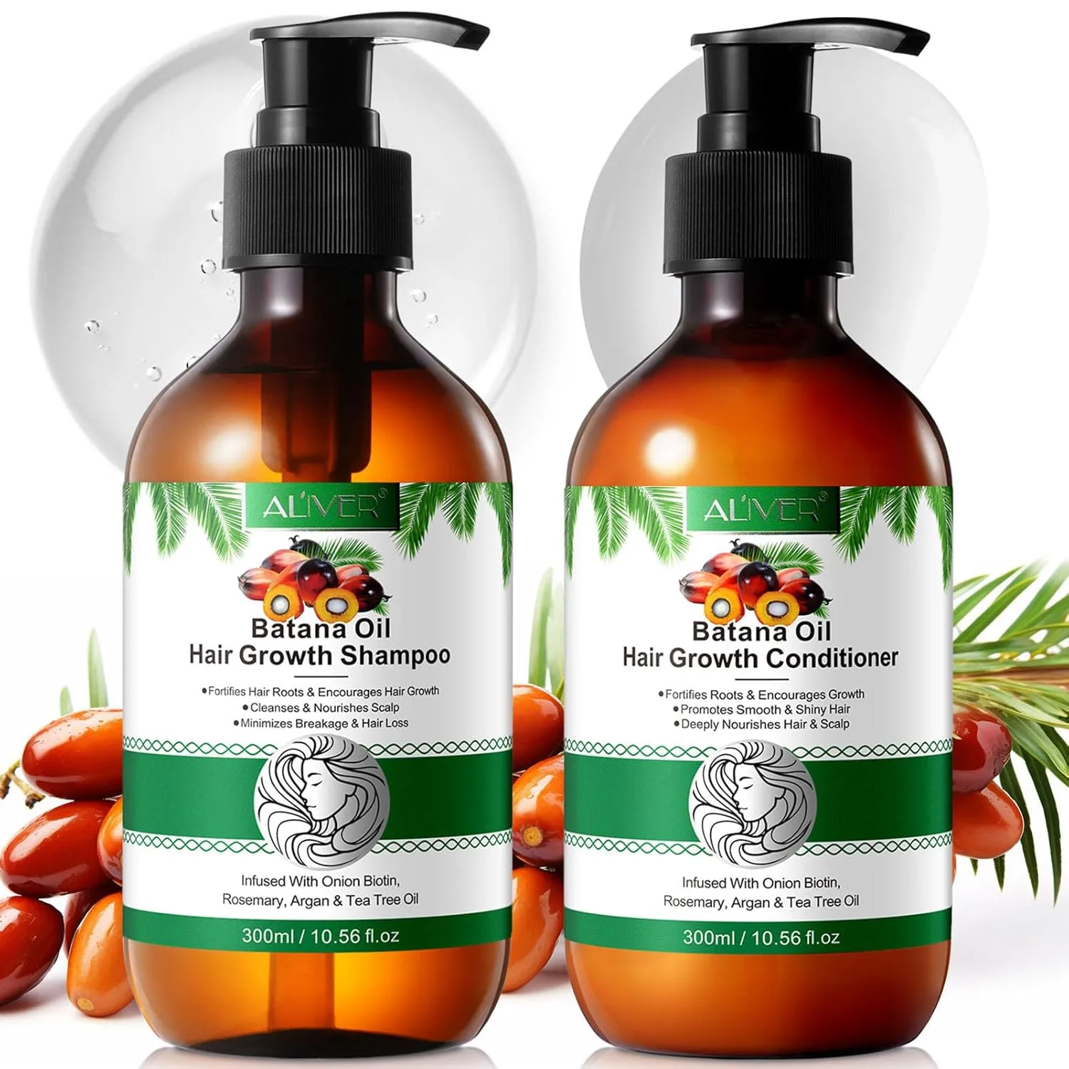 Batana Oil Hair Growth Shampoo and Conditioner Set - Herbal Shampoo and Conditioner for Thinning Hair for Women & Men Hair Loss, Hair Thickening Product for Hair Care