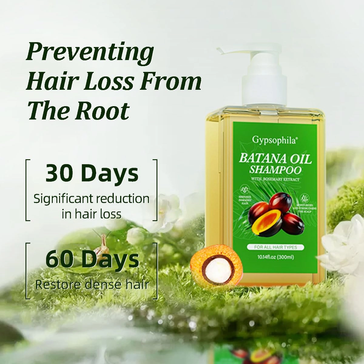 Batana Oil & Rosemary Shampoo – Organic Nourishing, Volumizing & Hair Growth Formula for Men & Women – Reduces Hair Loss, Regenerates & Softens, 10.14 fl oz (Set of 2)