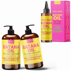 Batana Oil and Shampoo & Conditioner Set for Deep Conditioning | Intensive Hair Treatment for Dry, Damaged Hair | Promotes Thickness