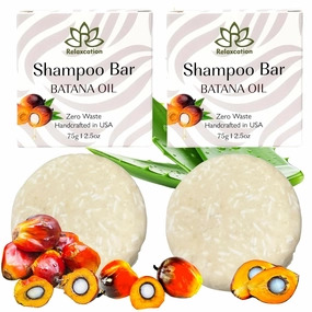 BATANA OIL Hair Growth Shampoo Bar | Pure Raw Honduras Oil | Hydrates & Improves Scalp Health, Enhances Growth | With Castor, Jojoba, Argan, Aloe Vera (2 Bars)
