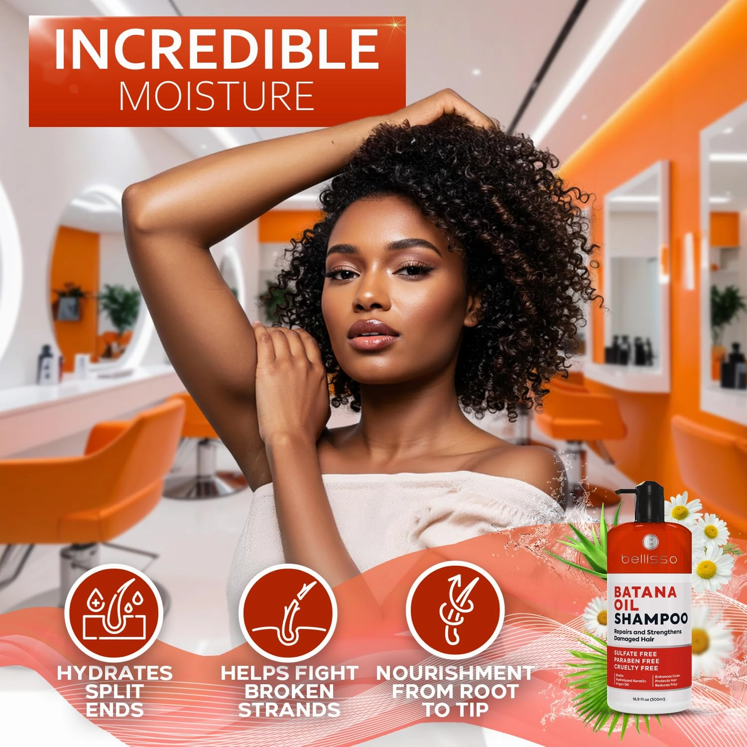 Batana Oil Shampoo - Volumizing Salon Formula for Thinning and Fine Hair Women and Men - Sulfate and Paraben Free - Thickening Volume Boost for a Thicker, Fuller Feeling - With Moroccan Argan Oil