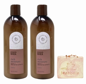 Bath & Body Works Coco Shea Rich Moisture Shampoo 2 Pack Bundle with a Himalayan Salts Springs Bar Soap