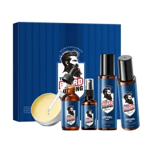 Beard Care Kit Gifts for Men,5 Pcs/Set Men's Beard Care Oil Set with Wash,Conditioner,Oil and Balms for Cleansing,Strengthens,Repair and Softens Mustaches,Gifts for Him,Dad,Husband,Boyfriend