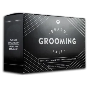 Beard Grooming Kit: Bergamot   Ylang with Distilled Cedarwood. Beard Care Gift Set with Beard Shampoo   Conditioner, Beard Oil, Beard Balm, Mustache Wax and Anti-Static Maple Beard Comb.