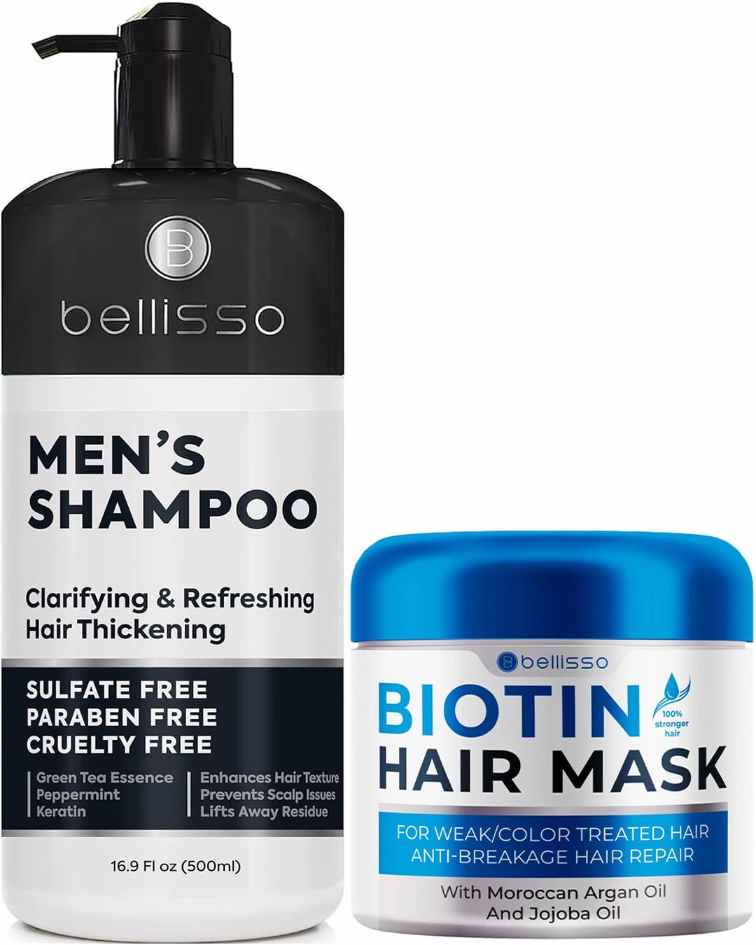 BELLISSO Shampoo for Men and Biotin Hair Mask