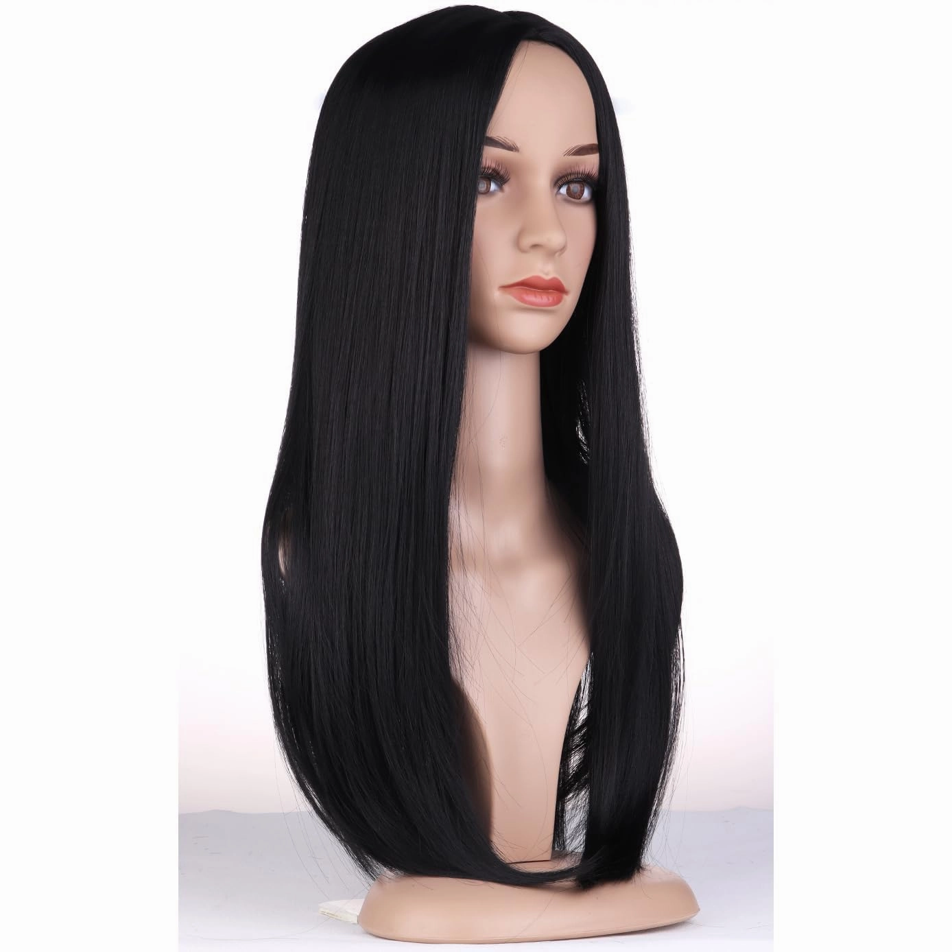 BERON Black Wigs Straight Long Wig Middle Part Women's Wig for Cosplay Halloween Party or Daily Use Wig Cap Included