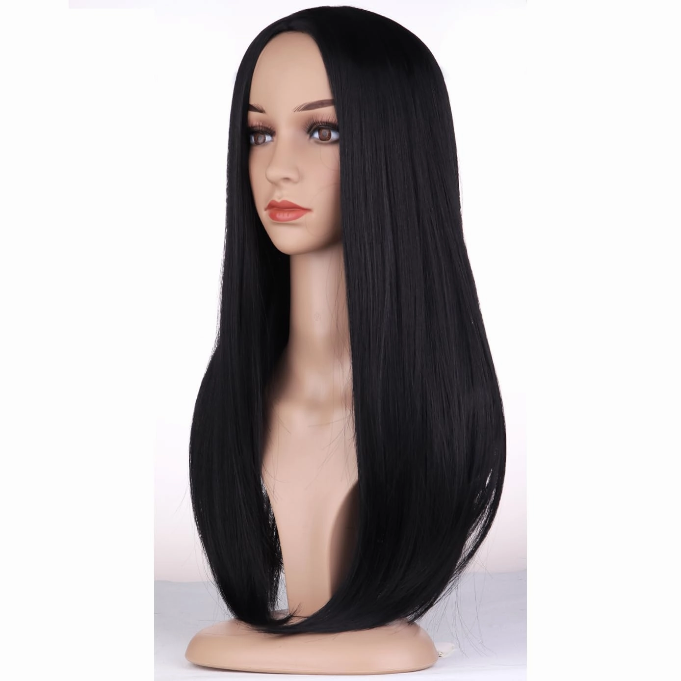BERON Black Wigs Straight Long Wig Middle Part Women's Wig for Cosplay Halloween Party or Daily Use Wig Cap Included