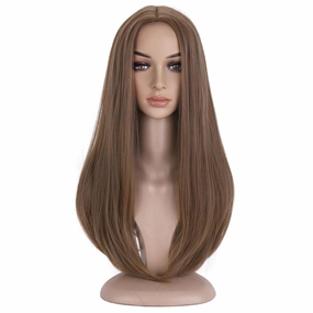 BERON Brown Long Straigh Middle Part Wig for Women Girls Natural Looking Heat Resistant Synthetic Wigs Cosplay Costume Party Daily Wig