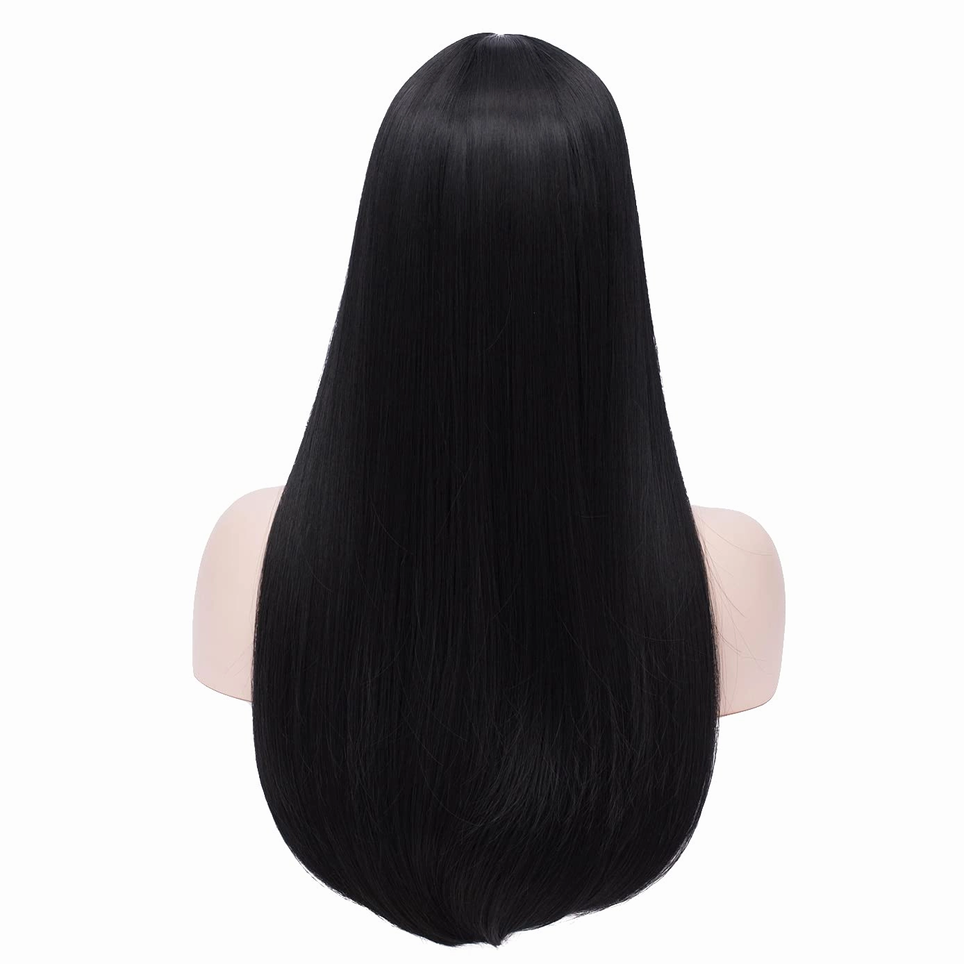BERON Long Straight Black Wig Women Girls Costume Wig for Halloween Cosplay Party Daily Use Wig Cap Included (Black)