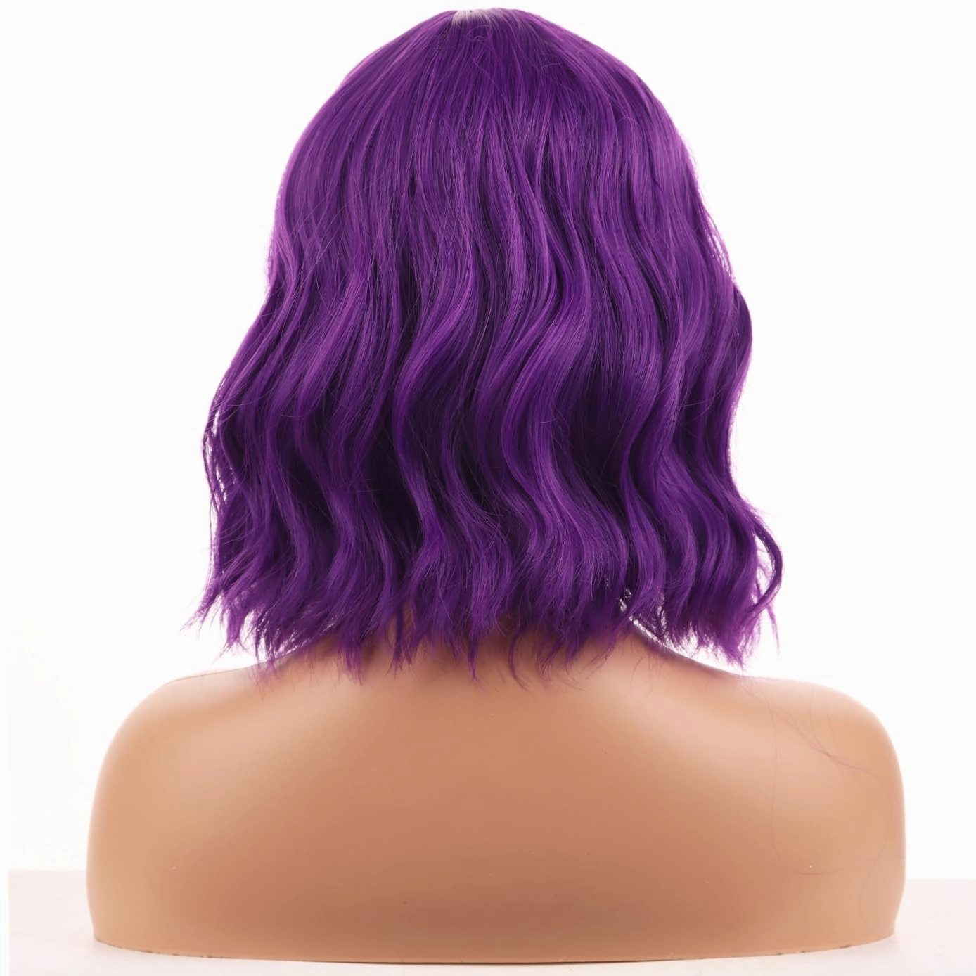 BERON Purple Womens Wig Short Curly Wavy Bob Girls Hair Wig with Bangs Dark Purple Wavy Hair Wigs 12'' Women's Synthetic Wigs Cosplay or Daily Use
