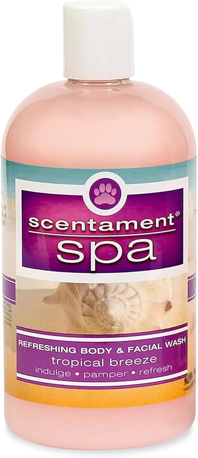Best Shot Scentament Spa Seasonal Body and Facial Wash, Tearless Shampoo, Hypoallergenic Body Wash, Removes Tear Stains, Tropical Breeze, 16 Oz.