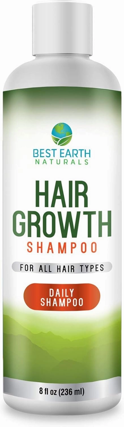 Best Earth Natrurals Hair Growth Shampoo For Healthy Hair Growth, Hair loss, Slow Growing and Thinning Hair For Men and Women 8 Ounces