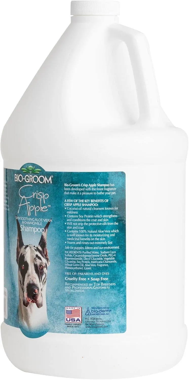 Bio-Groom Crisp Apple Dog Shampoo – Natural Scent Pet Shampoo, Aloe Vera, Chamomile, Cat & Dog Bathing Supplies, Puppy Wash, Cruelty-Free, Made in USA, Quick Rinse Cat Shampoo – 1 Gallon
