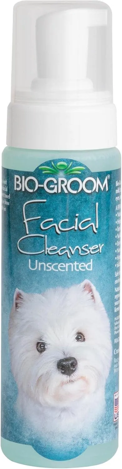 Bio-Groom Facial Cleanser – Dog Face Wash, Unscented, No Rinse, Dry Shampoo for Dogs, Tear Stain Remover, Cruelty-Free, Made in USA, Waterless Dog Shampoo – 8 fl oz 1-Pack
