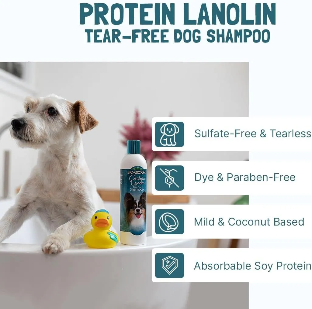 Bio-Groom Protein Lanolin Dog Shampoo - Tear-Free Pet Shampoo, Dog Bathing Supplies, Puppy Wash, Cat & Dog Grooming Supplies, Cruelty-Free, Made in USA, Tearless Dog Products - 32 fl oz 1-Pack