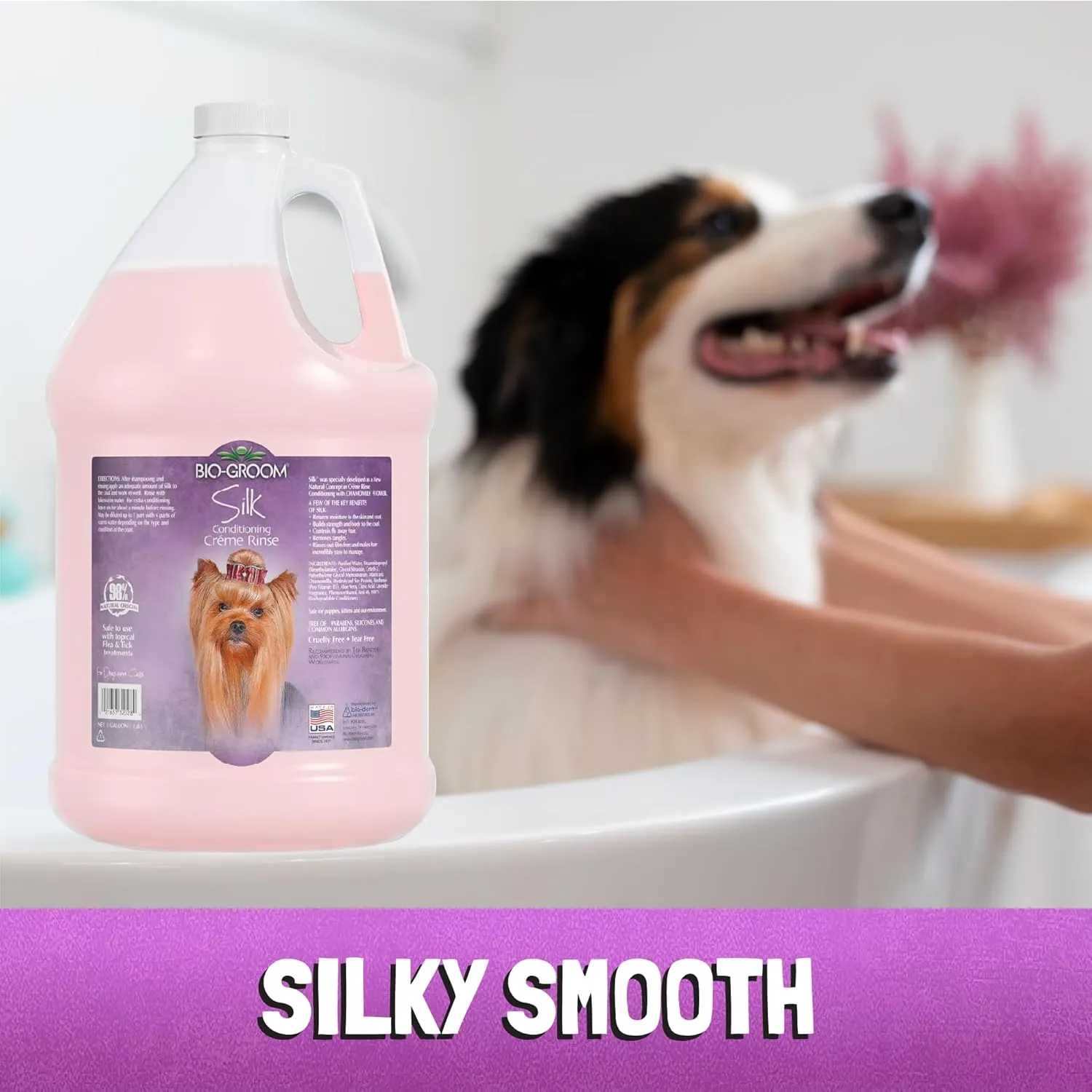 Bio-Groom Silk Creme Rinse Dog & Puppy Conditioner - Hair Detangler for Dogs, Moisturizes Skin & Coat, Removes Tangles & Frizz, Made in USA - 1 Gallon