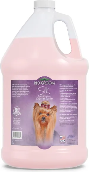 Bio-Groom Silk Creme Rinse Dog & Puppy Conditioner - Hair Detangler for Dogs, Moisturizes Skin & Coat, Removes Tangles & Frizz, Made in USA - 1 Gallon
