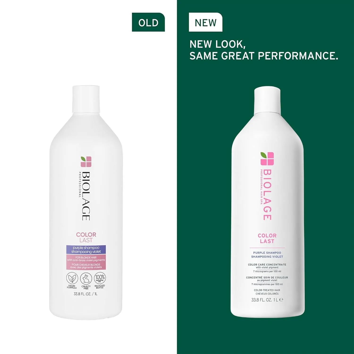 Biolage Color Last Purple Shampoo - pH Balancing Shampoo for Color-Treated Blonde Hair, Neutralizes Brass & Unwanted Warm Tones, Violet Pigments, Vegan, Paraben-Free, Packaging May Vary
