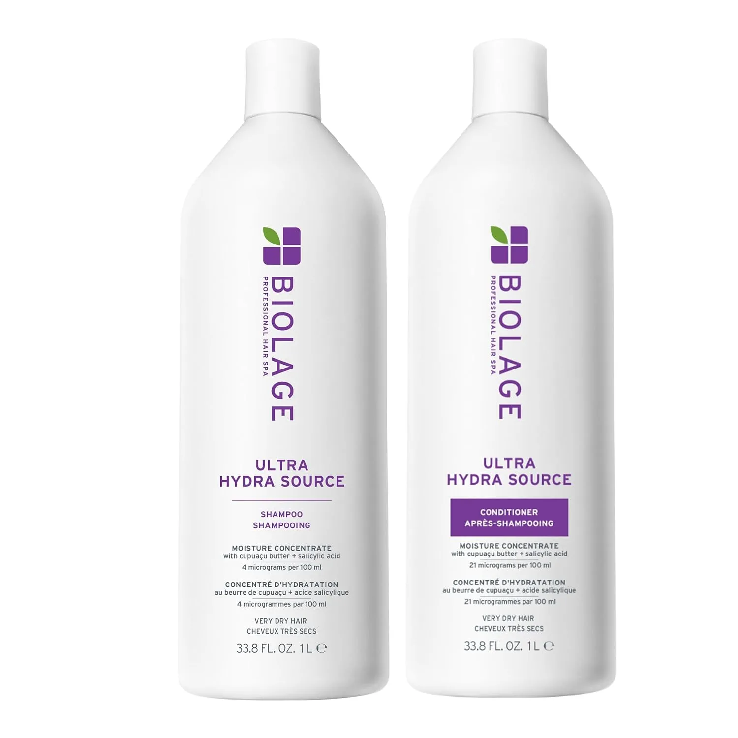Biolage Ultra Hydra Source Shampoo & Conditioner Set - Renews Hair's Moisture and Deeply Conditions With Frizz Control, For Very Dry Hair, Silicone-Free & Vegan