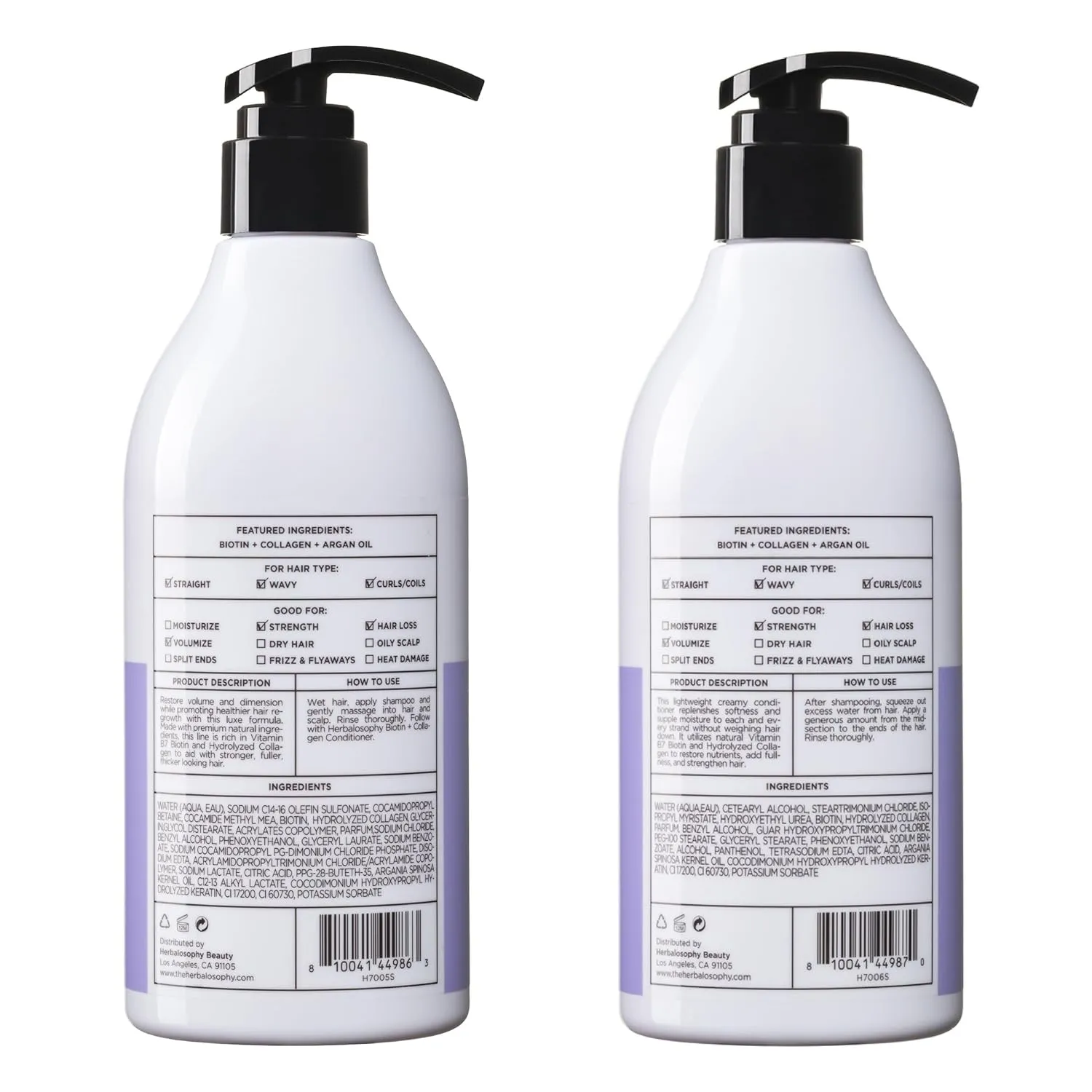 Biotin & Collagen Shampoo & Conditioner Set, Hair Growth Thickening, Repair Dry, Damaged Hair Set, Infused with Vitamin B7 & Argan Oil, Sulfate, Parabens and Gluten Free, 2 x 16.9 Fl Oz