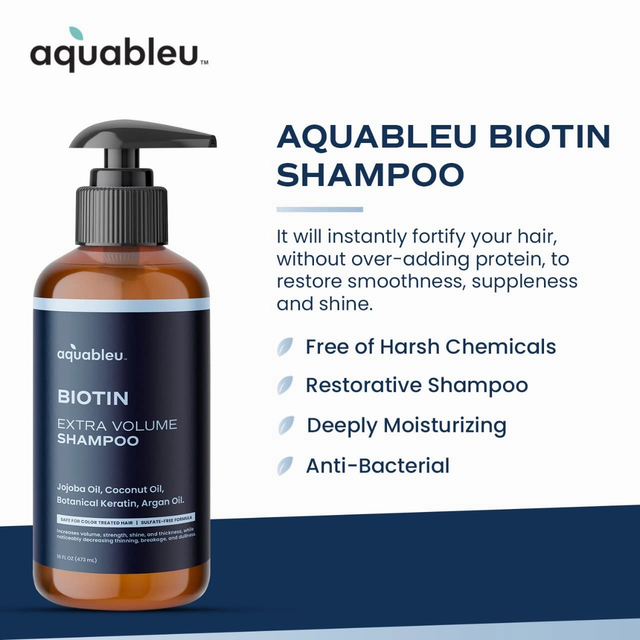 Biotin Shampoo – Natural Thickening & Volumizing For Thicker Fuller Hair - Infused With Coconut Oil, Keratin, Argan & Jojoba Oil - Awapuhi Fragrance - No Sulfates or Parabens - 16oz