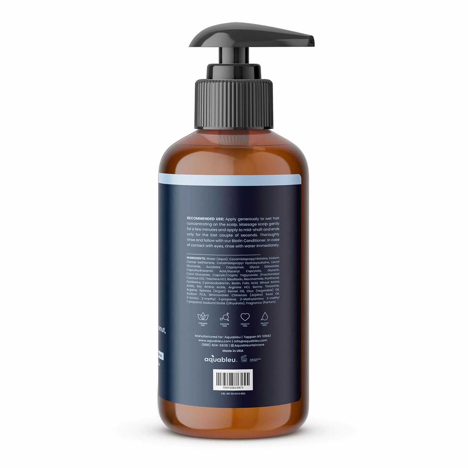 Biotin Shampoo – Natural Thickening & Volumizing For Thicker Fuller Hair - Infused With Coconut Oil, Keratin, Argan & Jojoba Oil - Awapuhi Fragrance - No Sulfates or Parabens - 16oz
