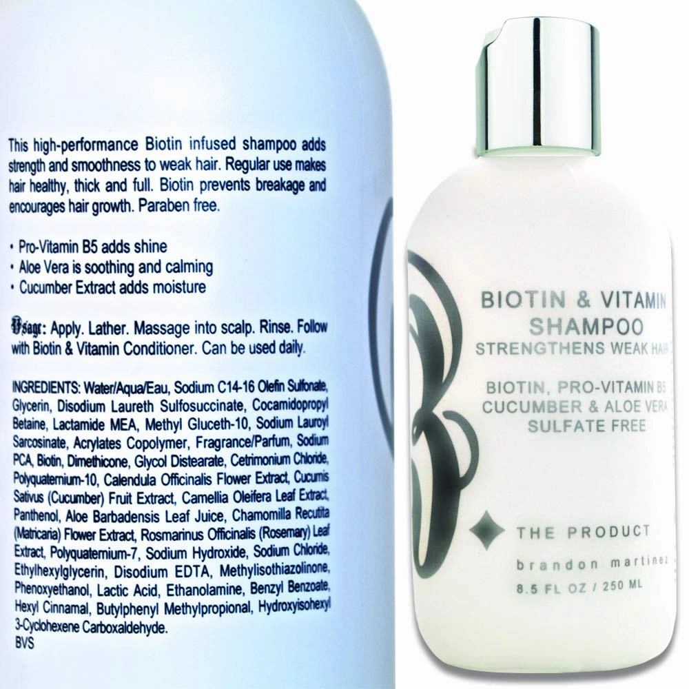 Biotin Vitamin Shampoo For Hair Growth, Aloe Vera & Cucumber With Pro Vitamin B, B THE PRODUCT 8.5oz