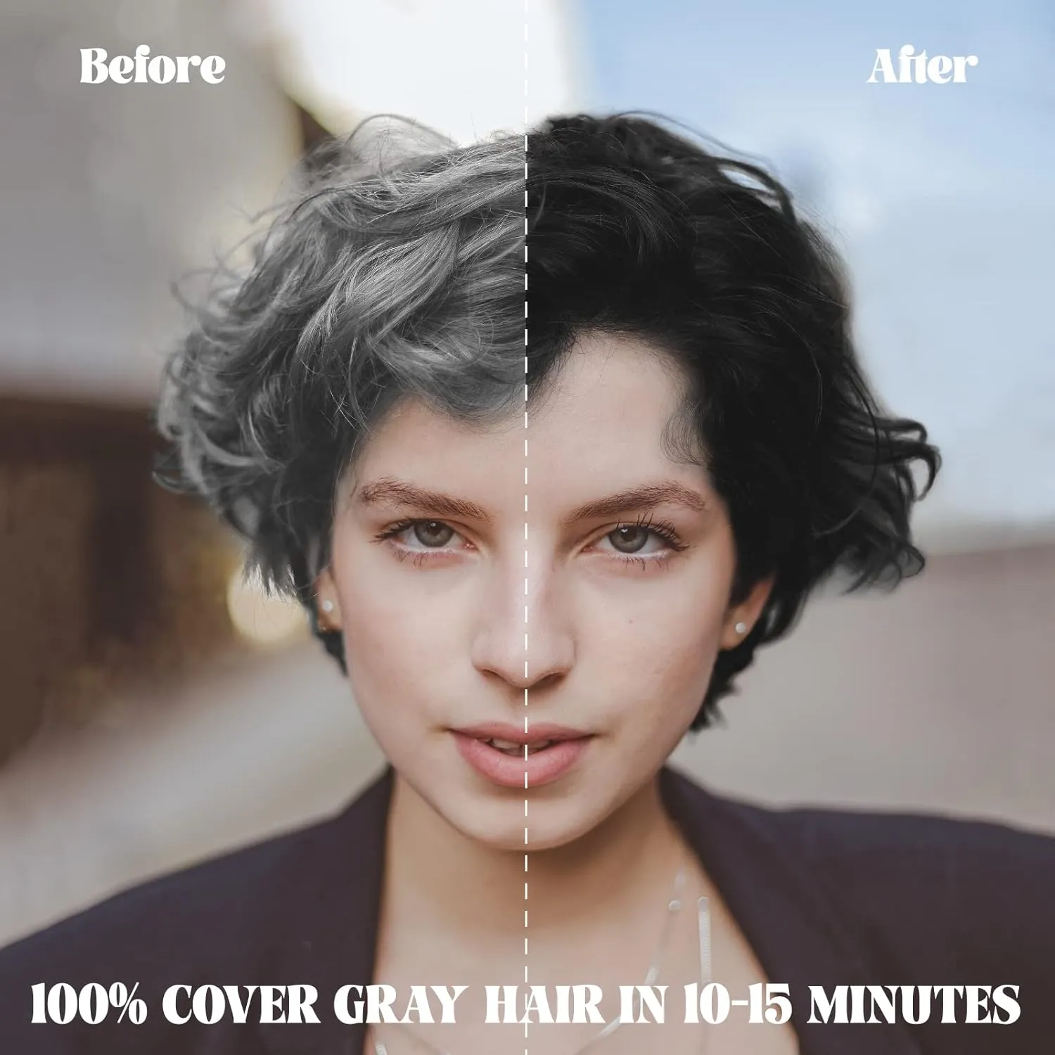 Black Hair Dye 3 in 1 Shampoo for Gray Hair, Herbal Ingredients for Women&Men, Dye in Minutes/Semi-Permanent/(17.6 FL OZ)