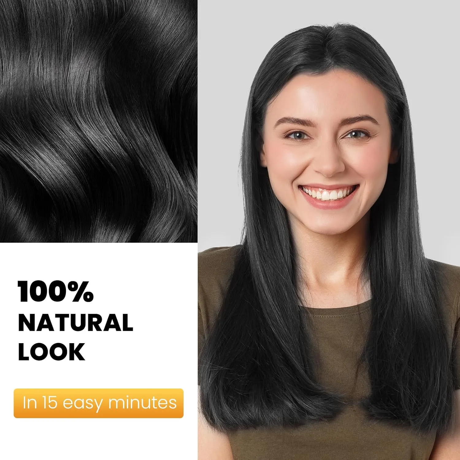 Black Hair Dye Shampoo 3 in 1, Hair Color Shampoo for Women and Men, Natural Hair Dye to Cover Gray Hair, Herbal Ingredient for Grey Hair Coverage 500ml (Black)