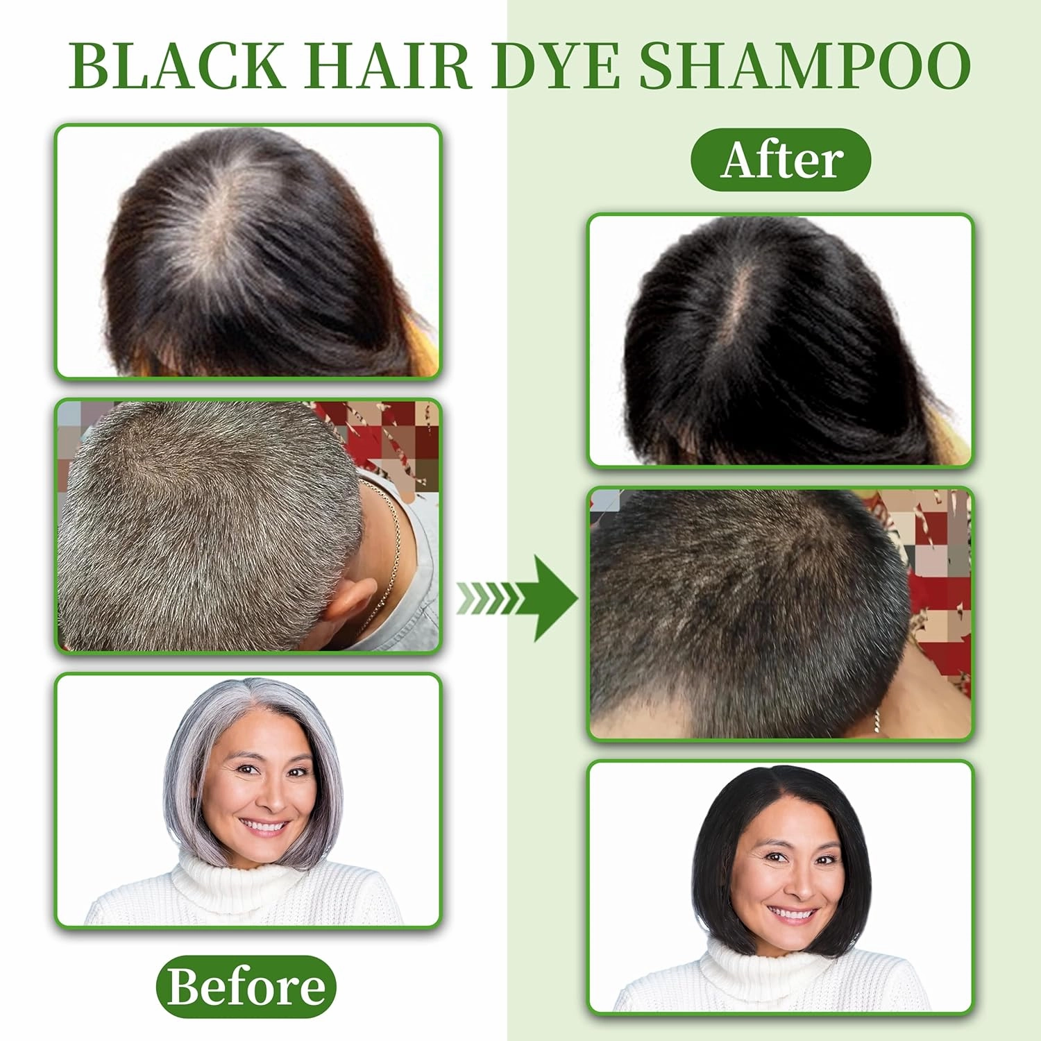 Black Hair Dye Shampoo 3 in 1 for Gray Hair Coverage, Herbal Ingredients Natural Shampoo Black Hair Dye for Women & Men/Ammonia-Free 520ml