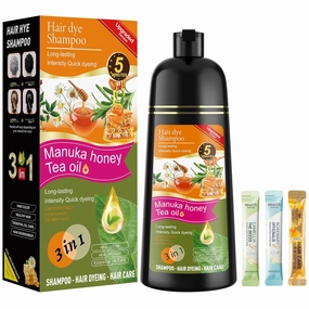 Black Hair Dye Shampoo 3 in 1 for Women & Men 100% Gray Hair Coverage - Herbal Ingredients Natural Plant Hair Color - Hair Dye in Minutes 17.6 Fl Oz