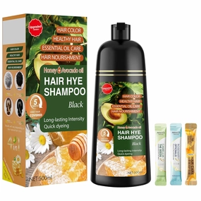 Black Hair Dye Shampoo 3 in 1 for Women & Men 100% Gray Hair Coverage - Herbal Ingredients Natural Plant Hair Color - Hair Dye in Minutes 17.6 Fl Oz