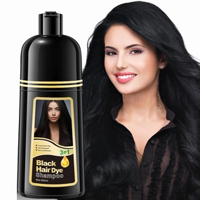 Black Hair Dye Shampoo 3-In-1, Instant Black Dye Shampoo for Gray Hair,3-In-1 Color Shampoo–Long Lasting–100% Gray Coverage–Herbal Ingredients For Men & Women 500ml-BLACK