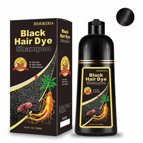Black Hair Dye Shampoo 3 in 1, Instant Natural Hair Color Shampoo for Women Men 100% Gray Hair Coverage Champu Para Canas Mujer, Lasting 3-4 Weeks & Easy to Use & All Hair Types & Root Touch Up, 500ml
