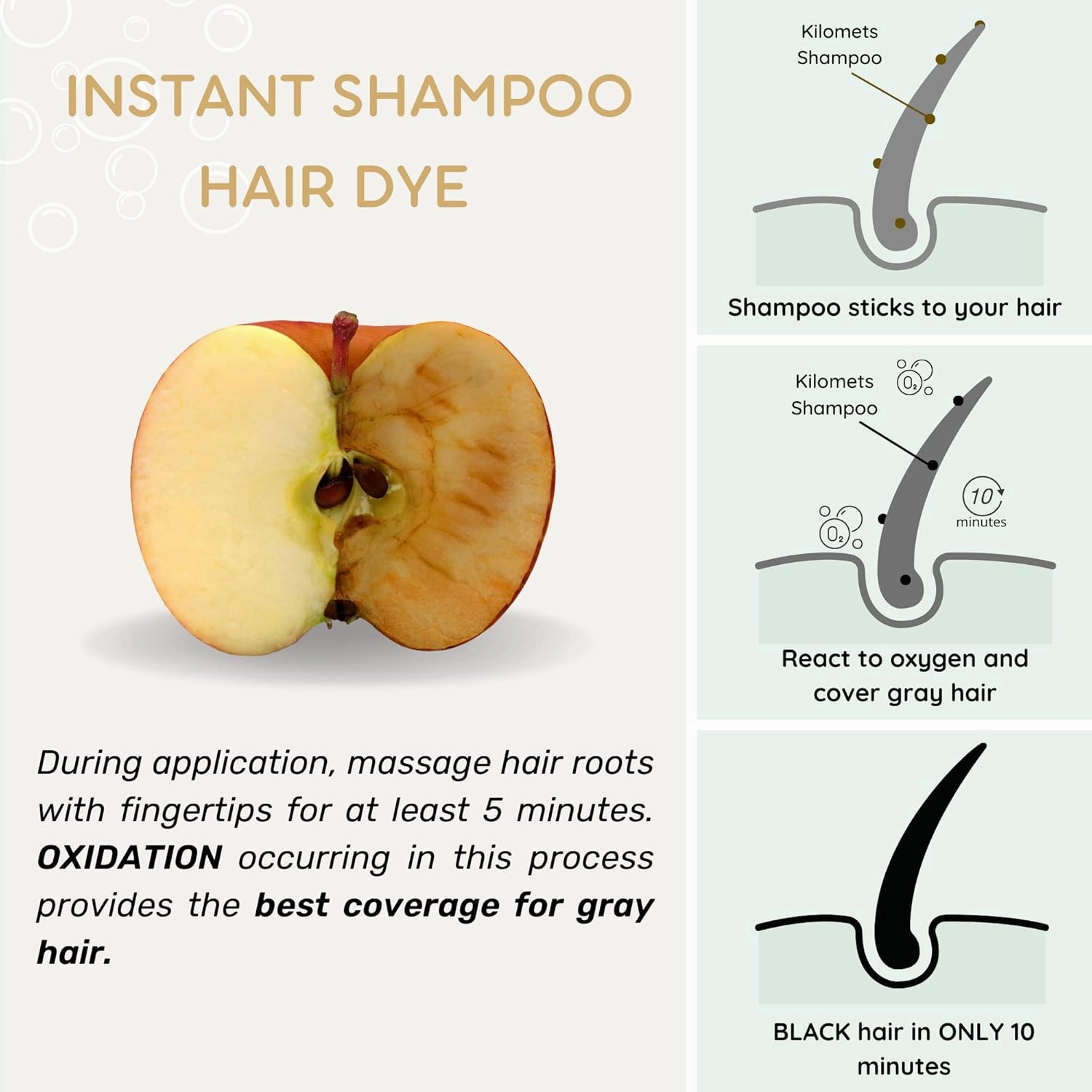 BLACK Hair Dye Shampoo 400ml- 100% Grey Coverage in Minutes- Ammonia Free Hair Color Shampoo Cover Gray Silver Hair- Instant Darkening Coloring At Home- Gift for Mom Dad