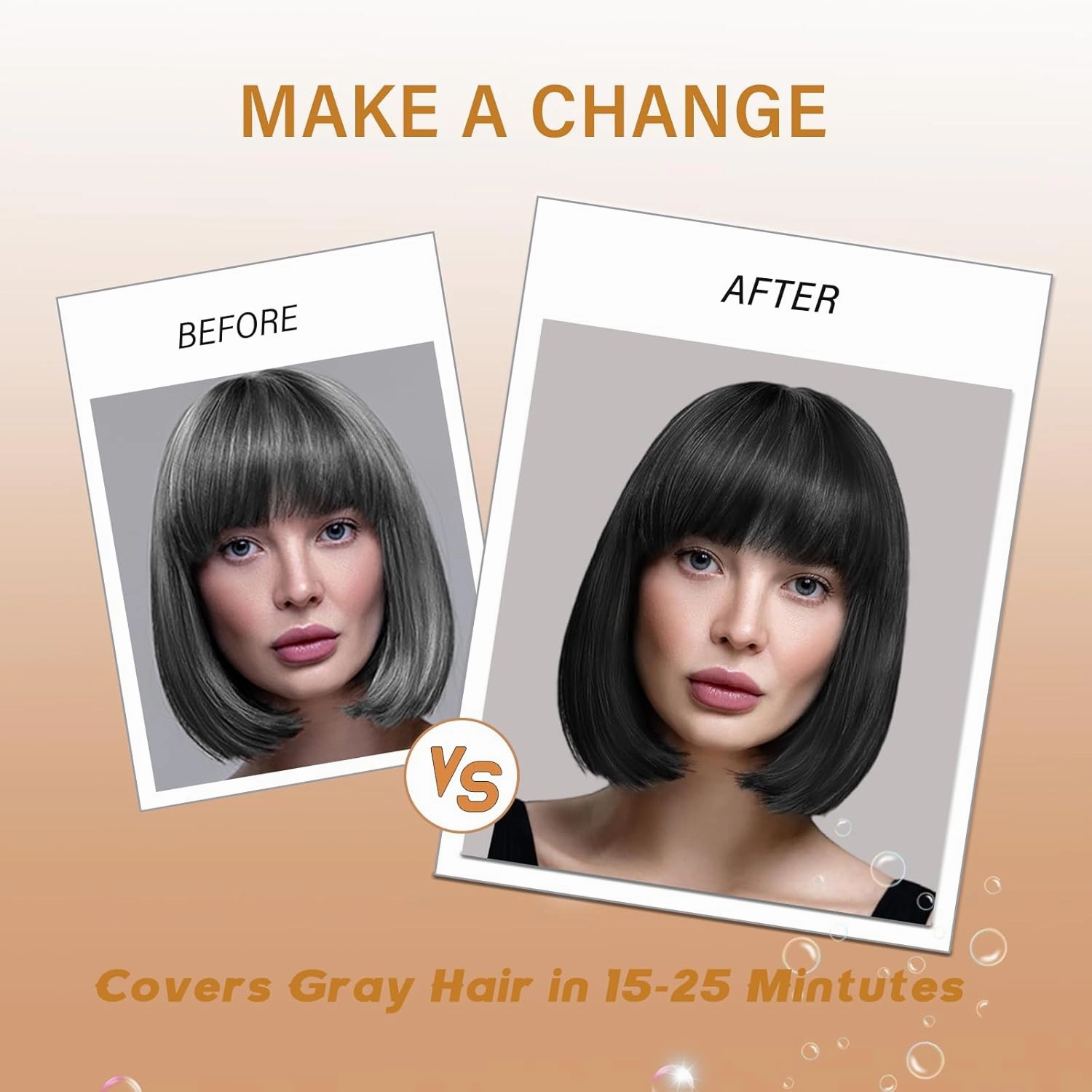 Black Hair Dye Shampoo for Gray Coverage, Instant Hair Color Shampoo, Long Lasting Black Hair Shampoo, Champu Para Canas, Gentle & Fast, Easy to Use, 16.90 Fl Oz