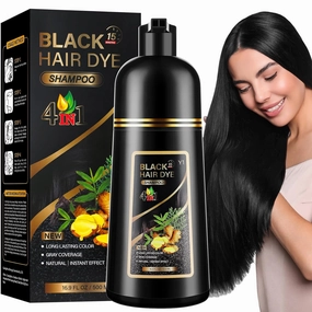 Black Hair Dye Shampoo Hair Color Shampoo for Gray Hair Coverage, 3 In 1 Black Hair Color Shampoo 100% White Coverage Natural Herbal Instant Hair Dye for Men and Women (500mL,17.6 Fl Oz)