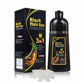 Black Hair dye shampoo Herbal 3 in 1 Hair Dye Instant Black Hair Shampoo for Women & Men 500ML