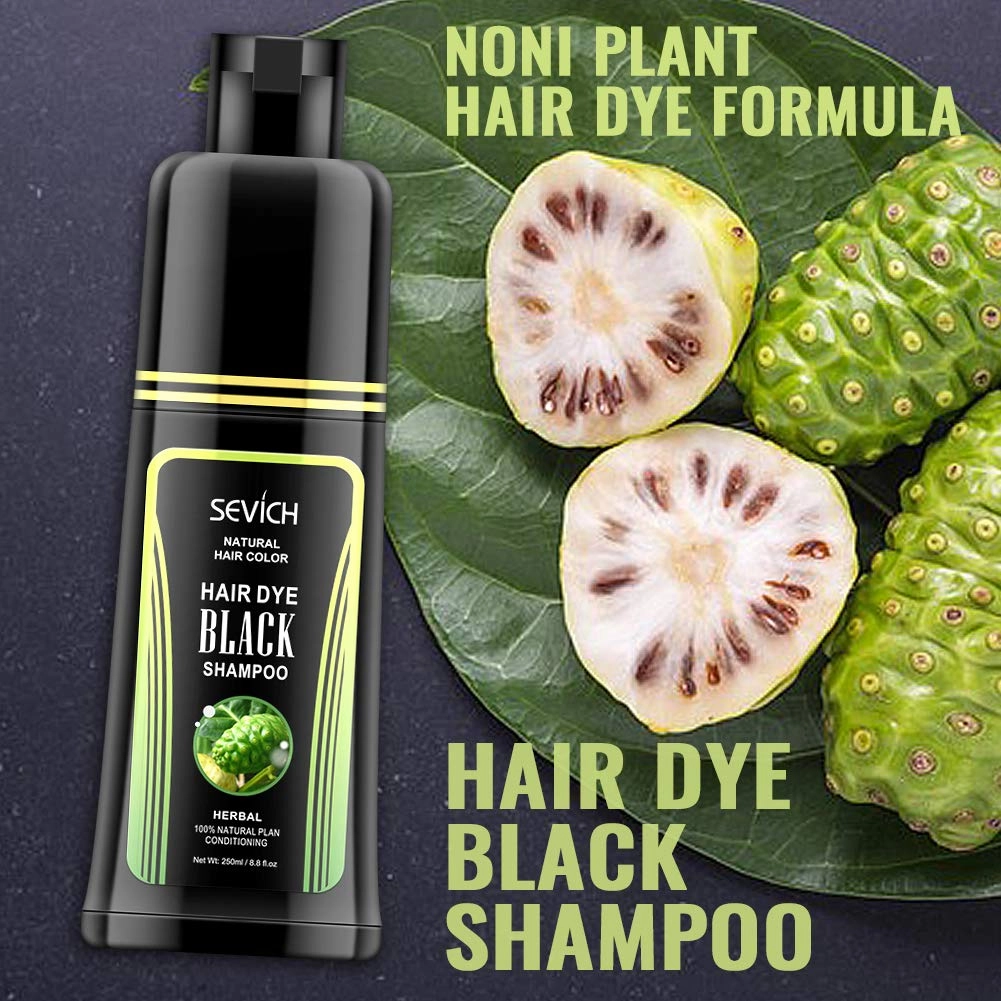 Black Hair Shampoo - SEVICH Instantly Black Hair Dye, Noni Essence Hair Shampoo, Hair Strength Repair Conditioner, Grey Cover, 250ml