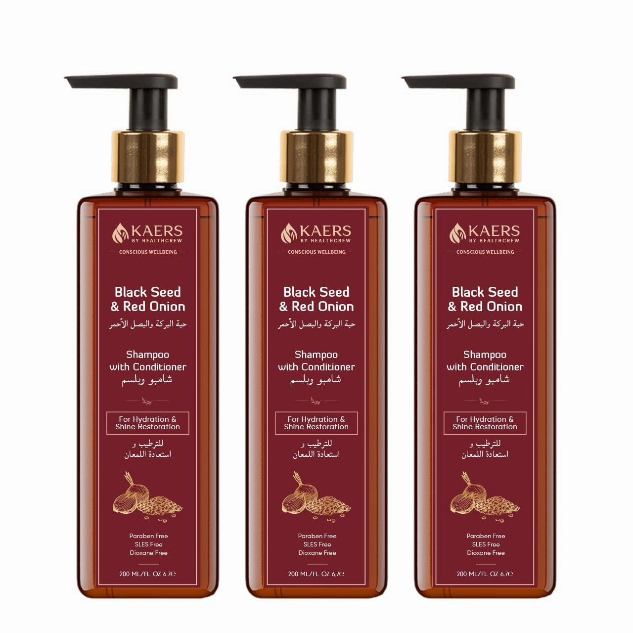 Black Sheed & Red Onion Shampoo | Infused with Nourishing for Hydrated & Shining and strong Hair (200ML PACK 3)