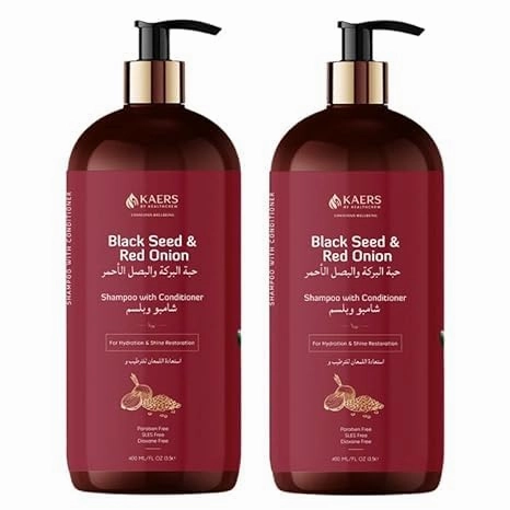 Black Sheed & Red Onion Shampoo | Infused with Nourishing for Hydrated & Shining and strong Hair (400ML PACK 2)