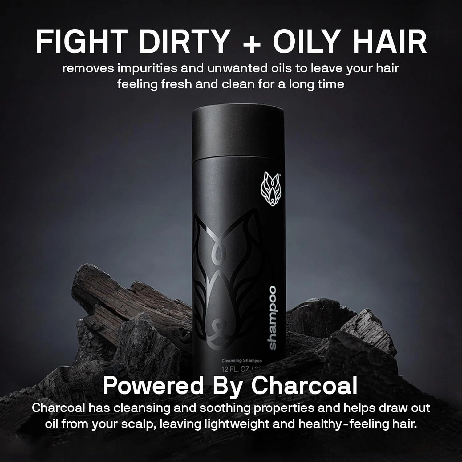 Black Wolf 2-Pack Mens Shampoo for Oily Hair, 12 Fl Oz - Charcoal-Infused Oil Control Shampoo with Moisturizing & Deep Cleansing Formula Hydrates & Nourishes Scalp - Daily Hair Care for Men