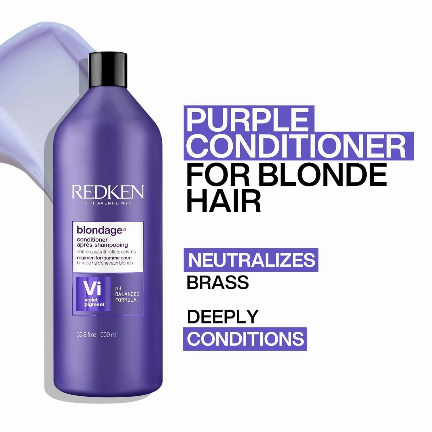 Blondage Color Depositing Purple Conditioner | for Blonde Hair | Neutralizes Brass & Moisturizes Hair | with Pure Violet Pigments | Tones Hair for Cool and Ash Blonde Colors