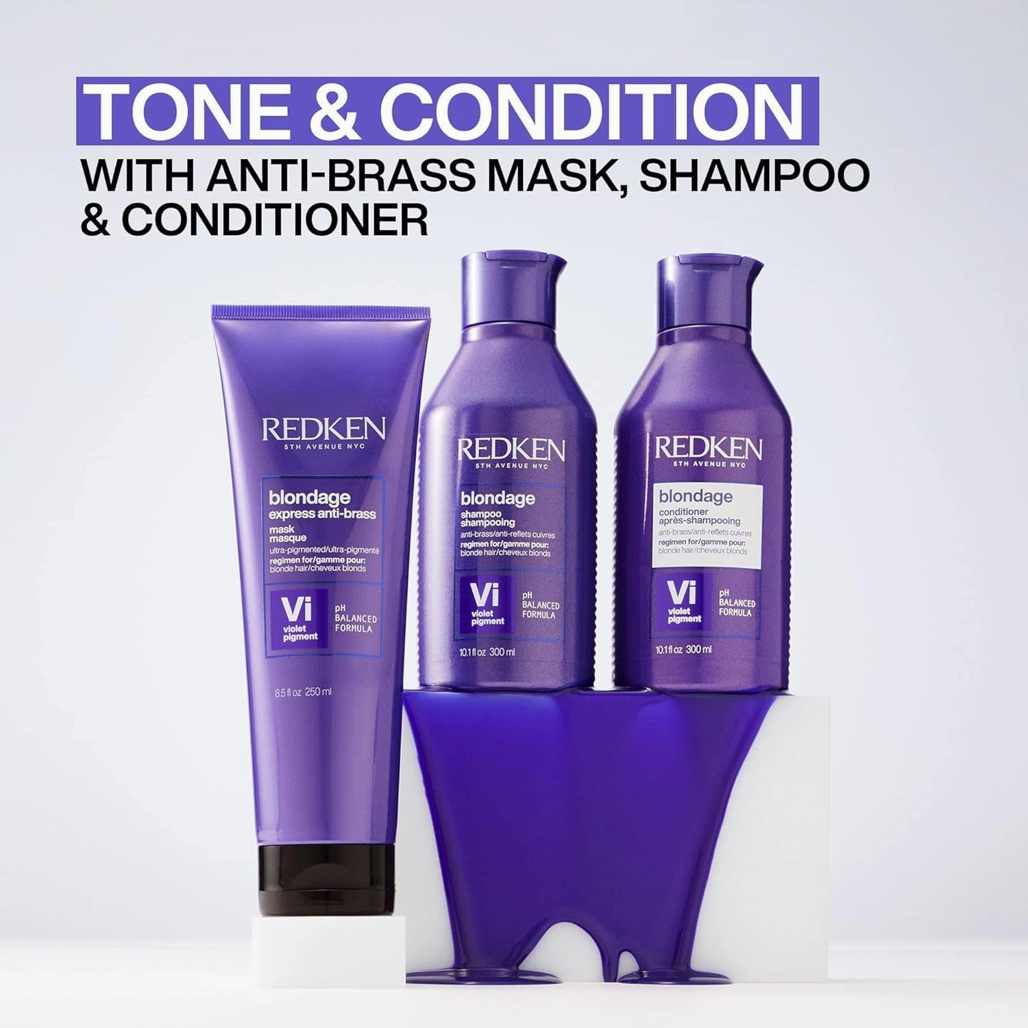 Blondage Color Depositing Purple Conditioner | for Blonde Hair | Neutralizes Brass & Moisturizes Hair | with Pure Violet Pigments | Tones Hair for Cool and Ash Blonde Colors